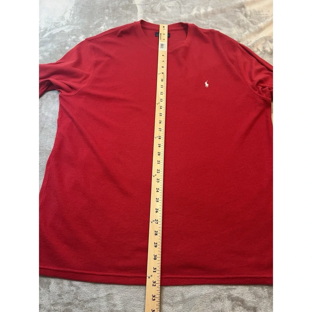 Polo Ralph Lauren Mens Thermal Shirt 2XL Red Waffle Knit Long Sleeve Pony Logo